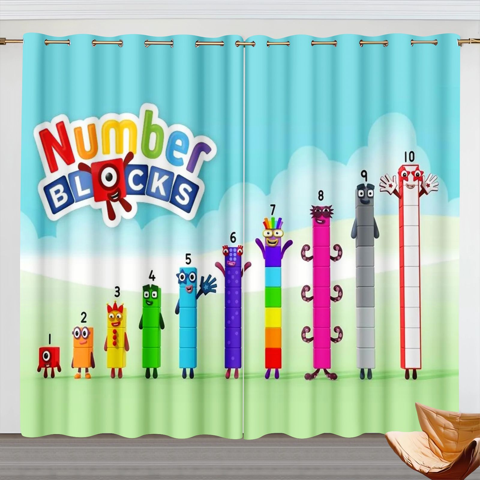 ナンバーブロック漫画カーテン、子供部屋遮光カーテン、3Dデジ - Home Decor Curtains のレビューと価格