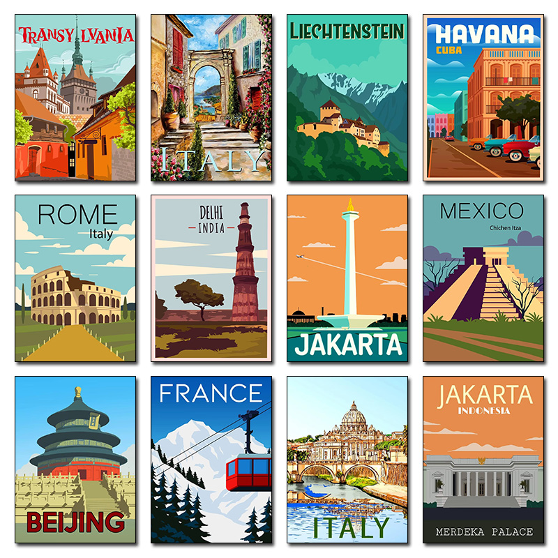 現代都市のランドマーク北京メキシコイタリアジャカルタレトロス - Home Decor Jakarta のレビューと価格