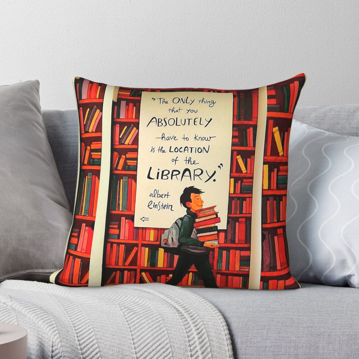 図書館の位置図柄スクエア枕カバー ポリエステルリネンベルベッ - Home Decor Location のレビューと価格