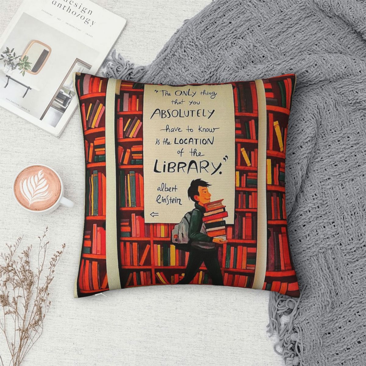 図書館の位置図柄スクエア枕カバー ポリエステルリネンベルベッ - Home Decor Location のレビューと価格