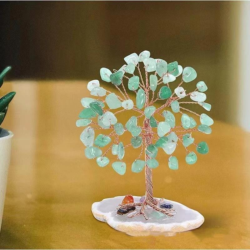 超小型クリスタルマネーツリー 銅線巻き瑪瑙スライスベース付き - Home Decor Yoga のレビューと価格