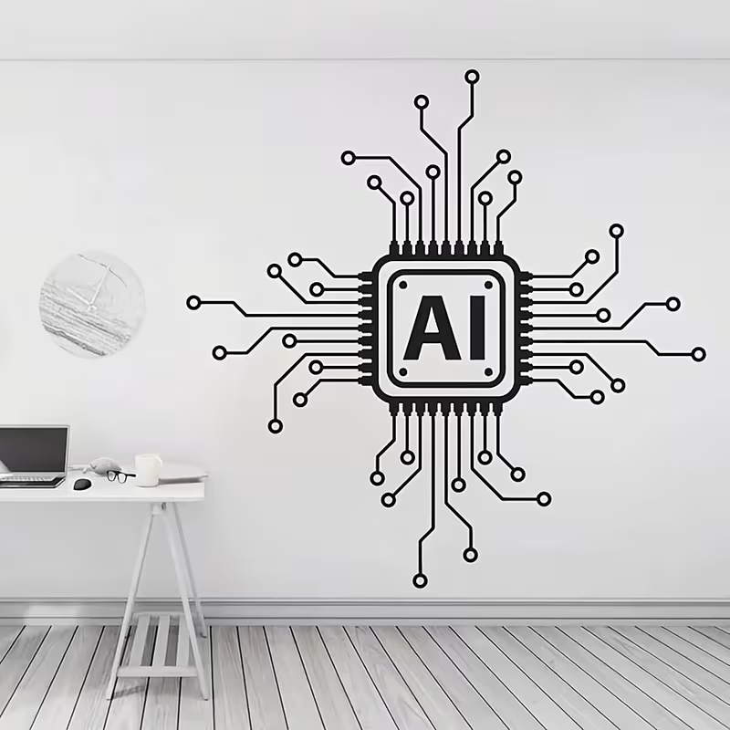 AIテクノロジー回路基板ビニールウォールデカール - 漫画風 - Home Decor Ai のレビューと価格