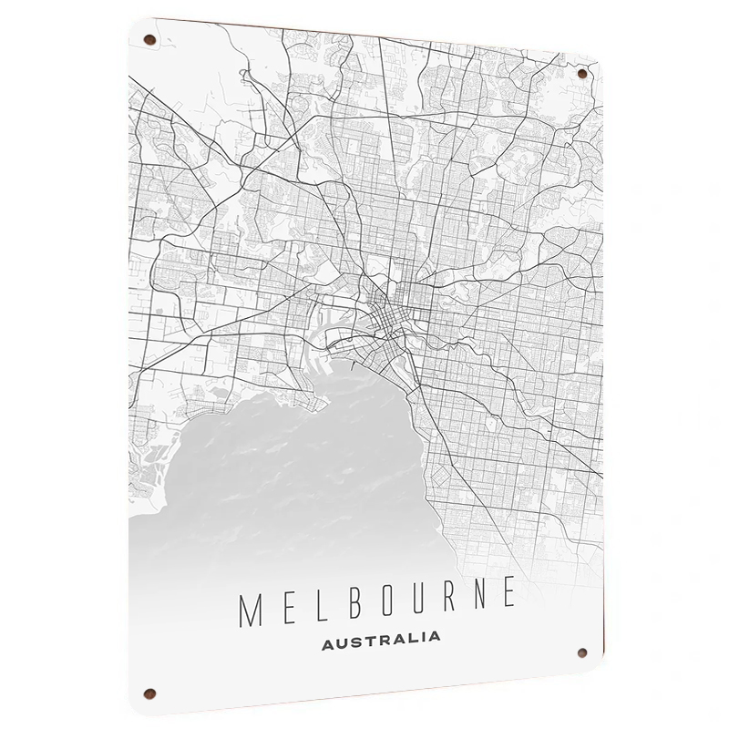 メルボルン市地図メタルウォールアート モダンミニマリストホー - Home Decor Melbourne のレビューと価格