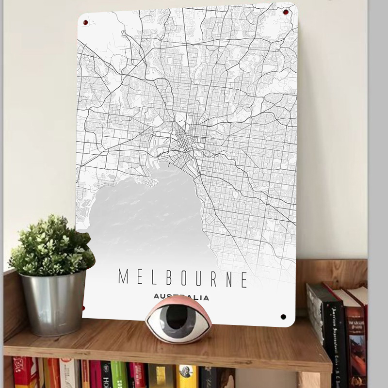 メルボルン市地図メタルウォールアート モダンミニマリストホー - Home Decor Melbourne のレビューと価格