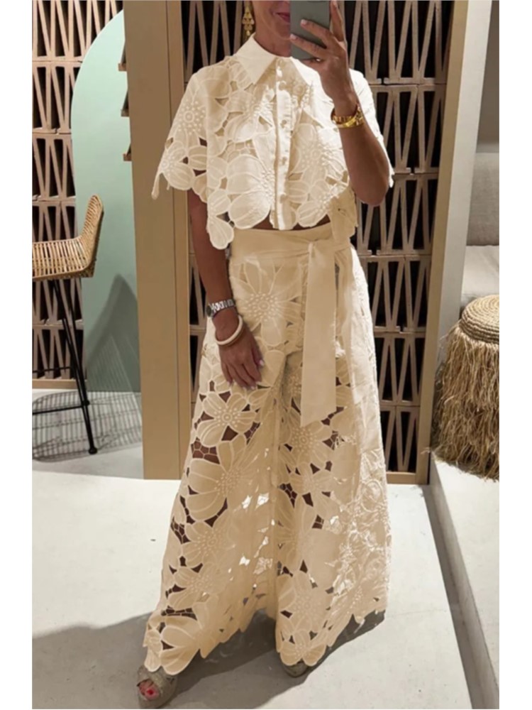 セクシーなラペルシングルブレストシャツトップ + ワイドレッ - Home Decor Zara のレビューと価格