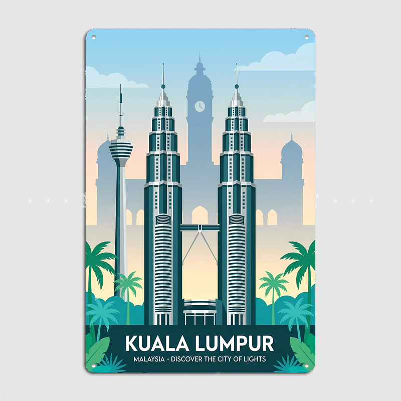 クアラルンプール都市景観旅行風景ポスターレトロガレージクラブ - Home Decor Kuala Lumpur のレビューと価格