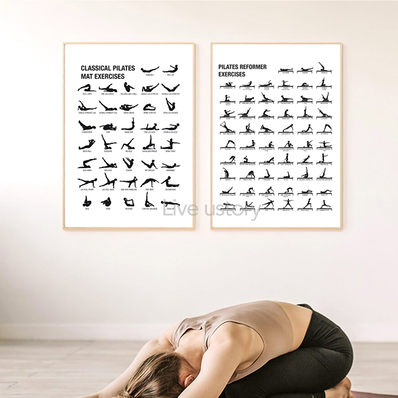 フレームレスピラティスワークアウトチャートポスターキャンバス - Home Decor Yoga のレビューと価格