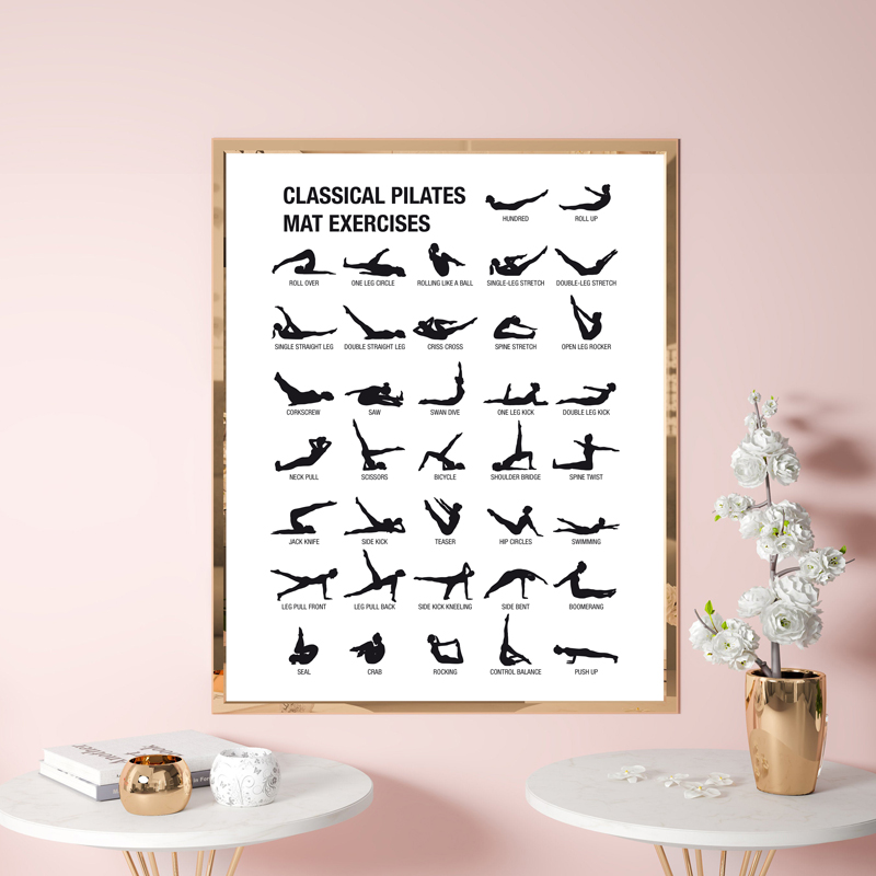 フレームレスピラティスワークアウトチャートポスターキャンバス - Home Decor Yoga のレビューと価格
