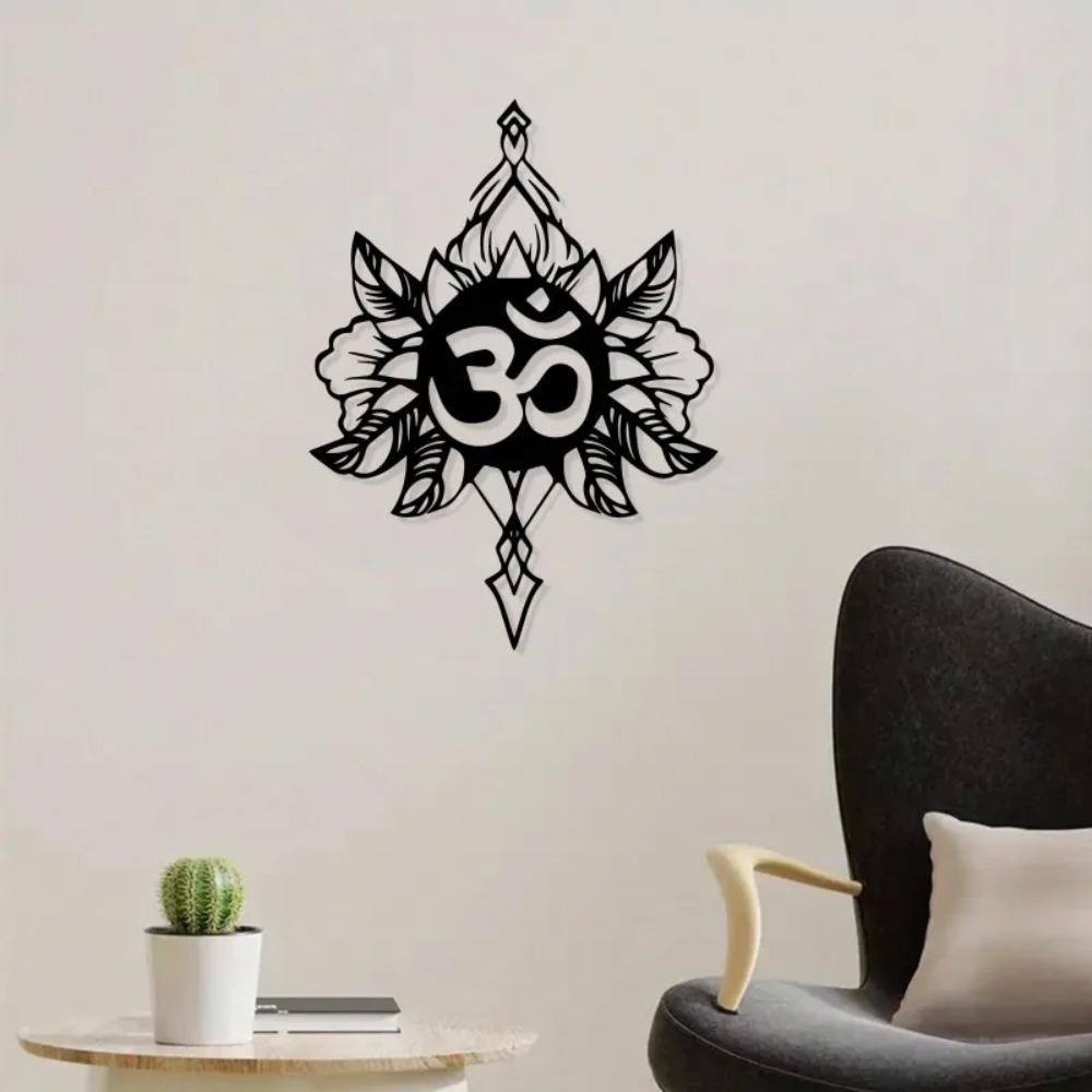 オム・ロータスメタルウォールアート、耐候性ヨガ瞑想装飾、ホー - Home Decor Yoga のレビューと価格