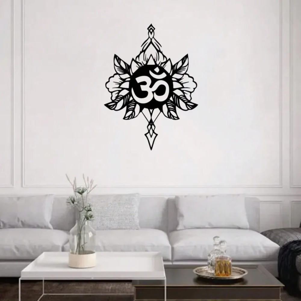 オム・ロータスメタルウォールアート、耐候性ヨガ瞑想装飾、ホー - Home Decor Yoga のレビューと価格