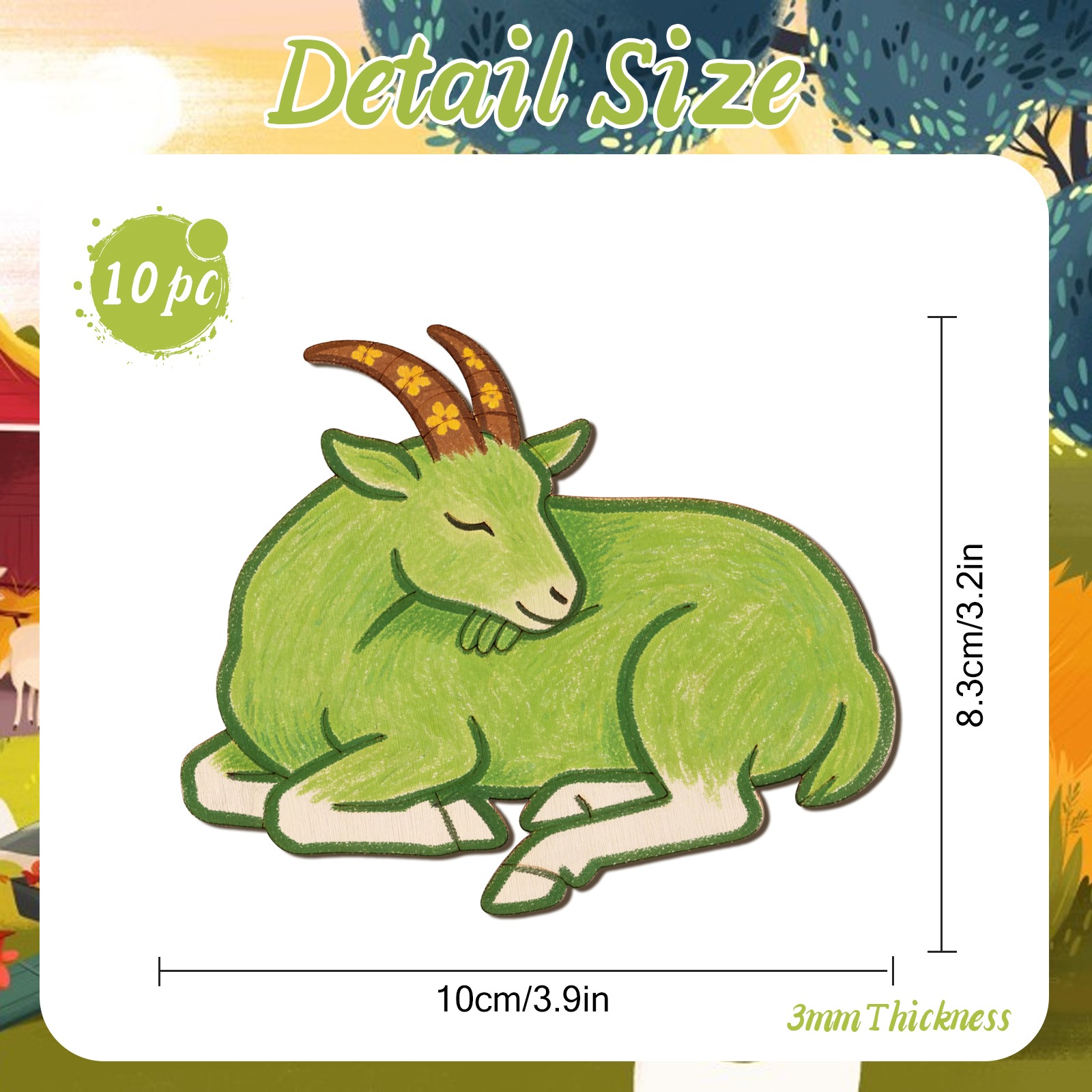 10個/セット 未完成の木製羊の動物オーナメント 木製クラフ - Home Decor Painting のレビューと価格