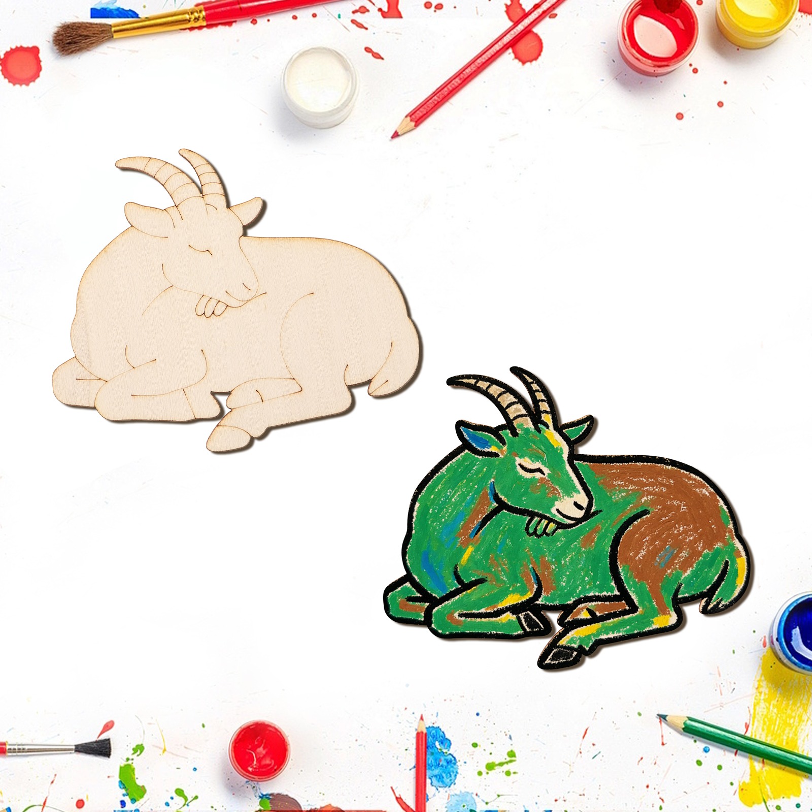 10個/セット 未完成の木製羊の動物オーナメント 木製クラフ - Home Decor Painting のレビューと価格