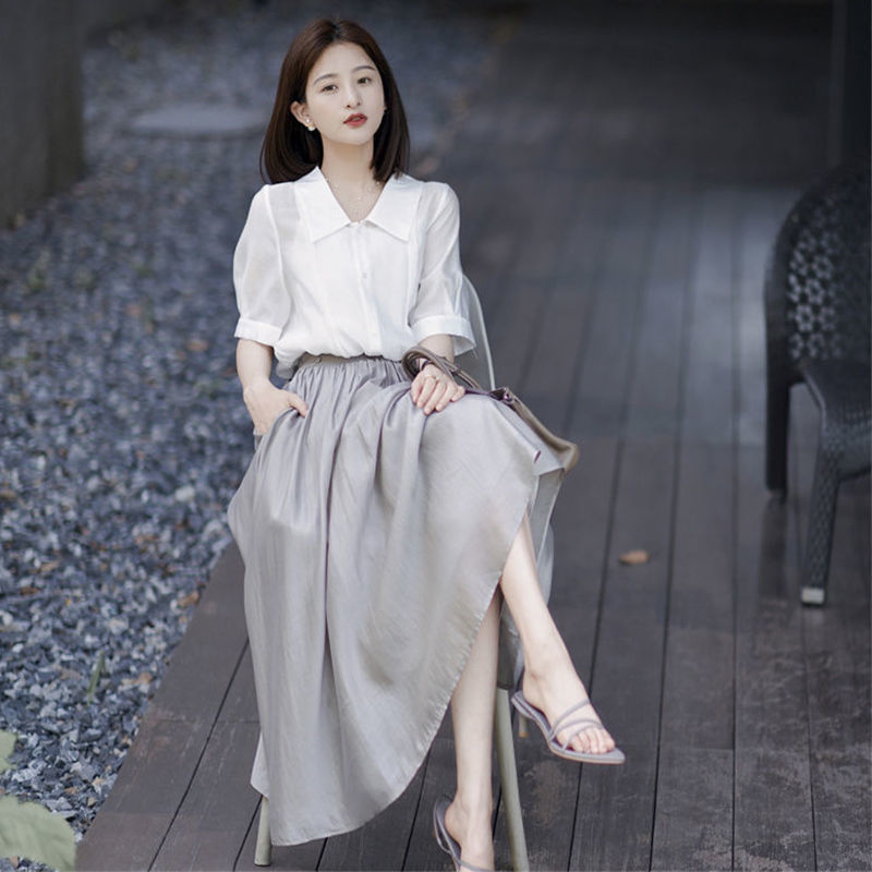 女性の優雅な夏の白シャツグレースカート1または2つのピースド - Home Decor Zara のレビューと価格