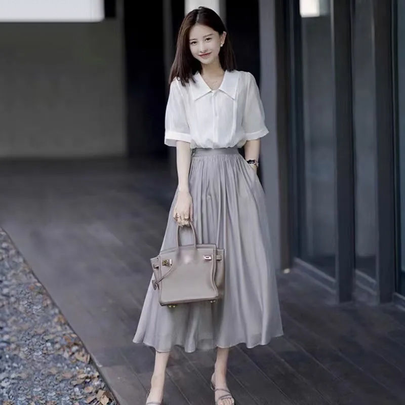 女性の優雅な夏の白シャツグレースカート1または2つのピースド - Home Decor Zara のレビューと価格