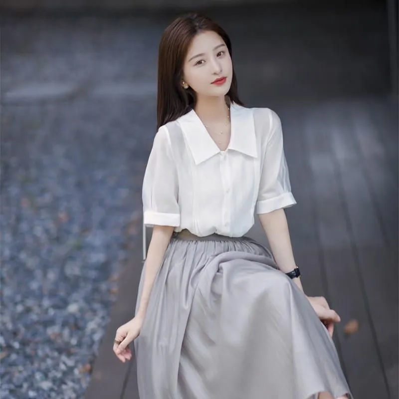 女性の優雅な夏の白シャツグレースカート1または2つのピースド - Home Decor Zara のレビューと価格