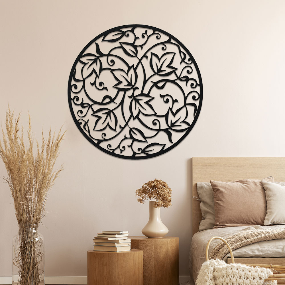 エレガントなブラックメタルマンダラウォールアート、ボヘミアン - Home Decor Yoga のレビューと価格