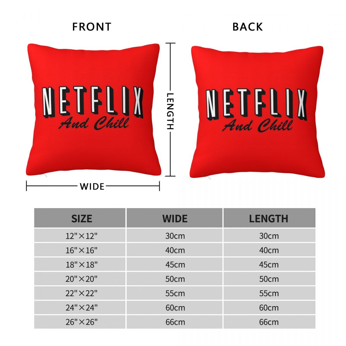 Netflix And Chill レッドスクエア枕カバー  - Home Decor Netflix のレビューと価格